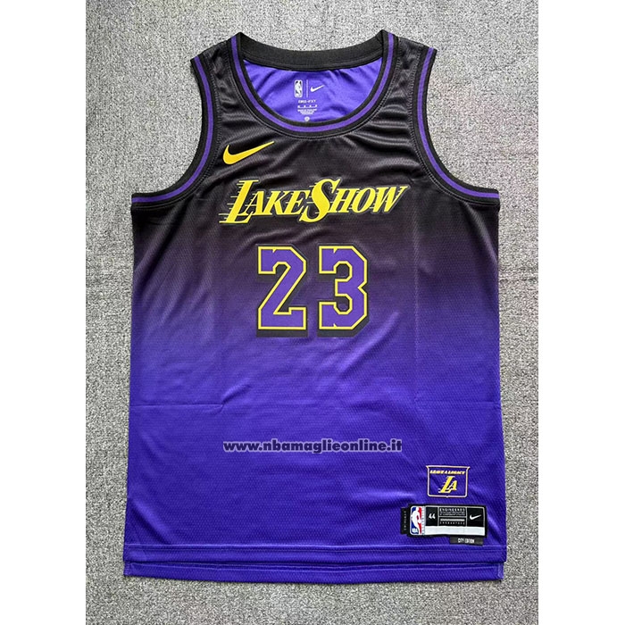 Maglia Los Angeles Lakers LeBron James #23 Citta 2024-25 Viola